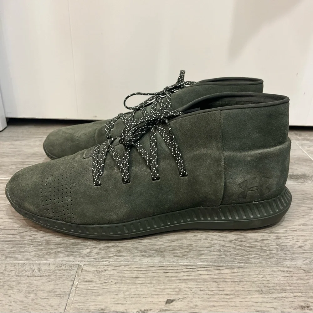 Under Armour Men's Veloce Mid Suede Chukka Sneaker Shoe 1296614 Green Olive 10.5